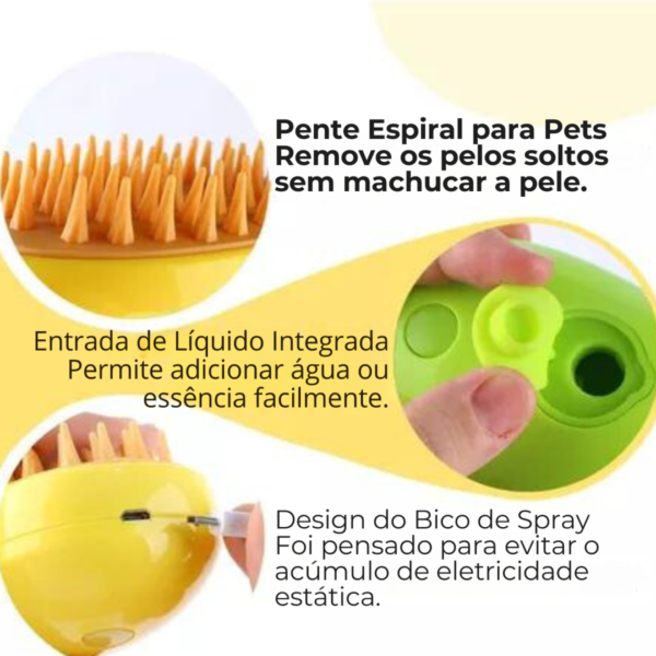 Escova Vapor Tira Pelo Pet Recarregável Usb Cão Gato - Image 4